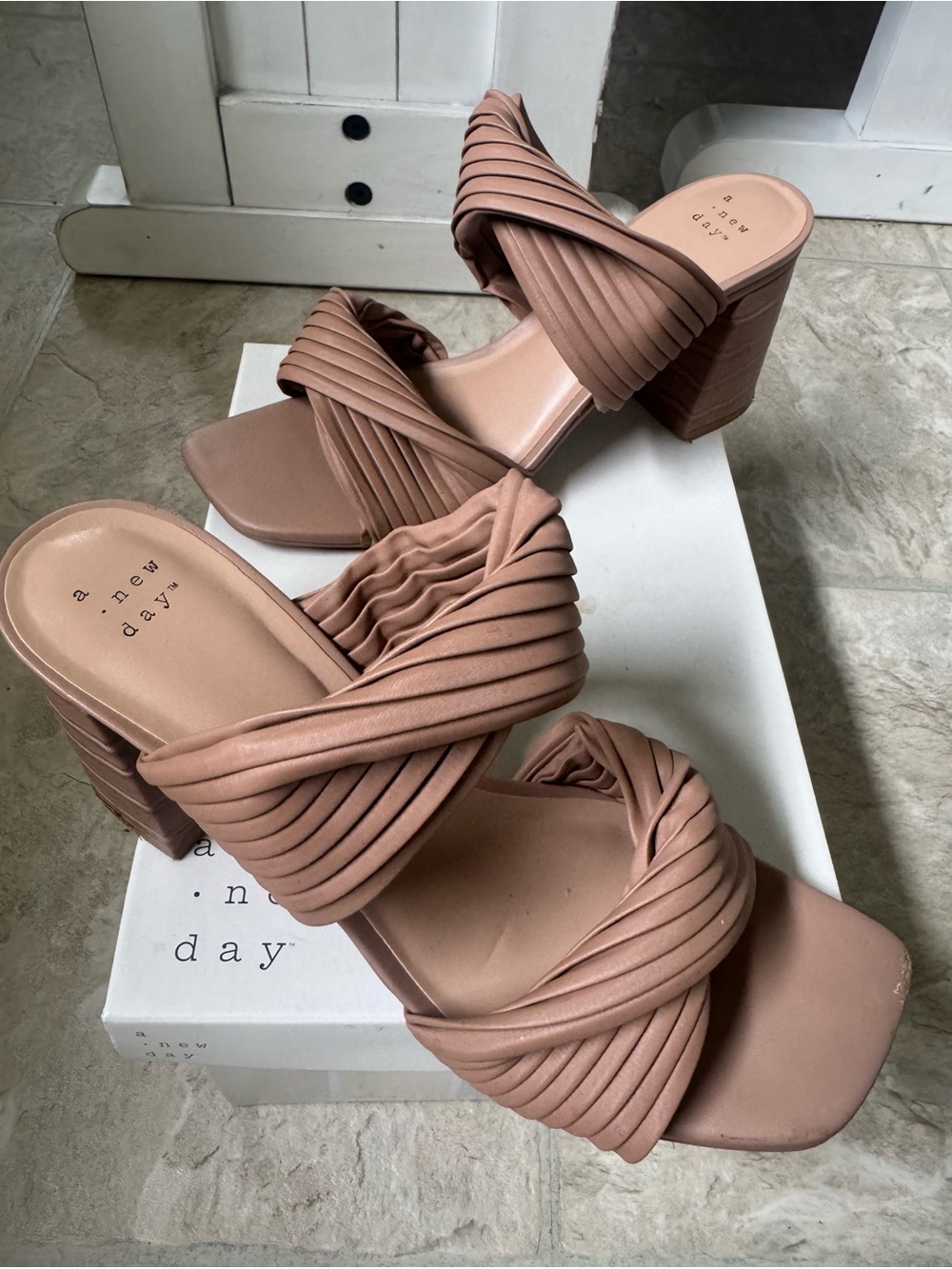 a new day Mauve Braided Block Heel Mules